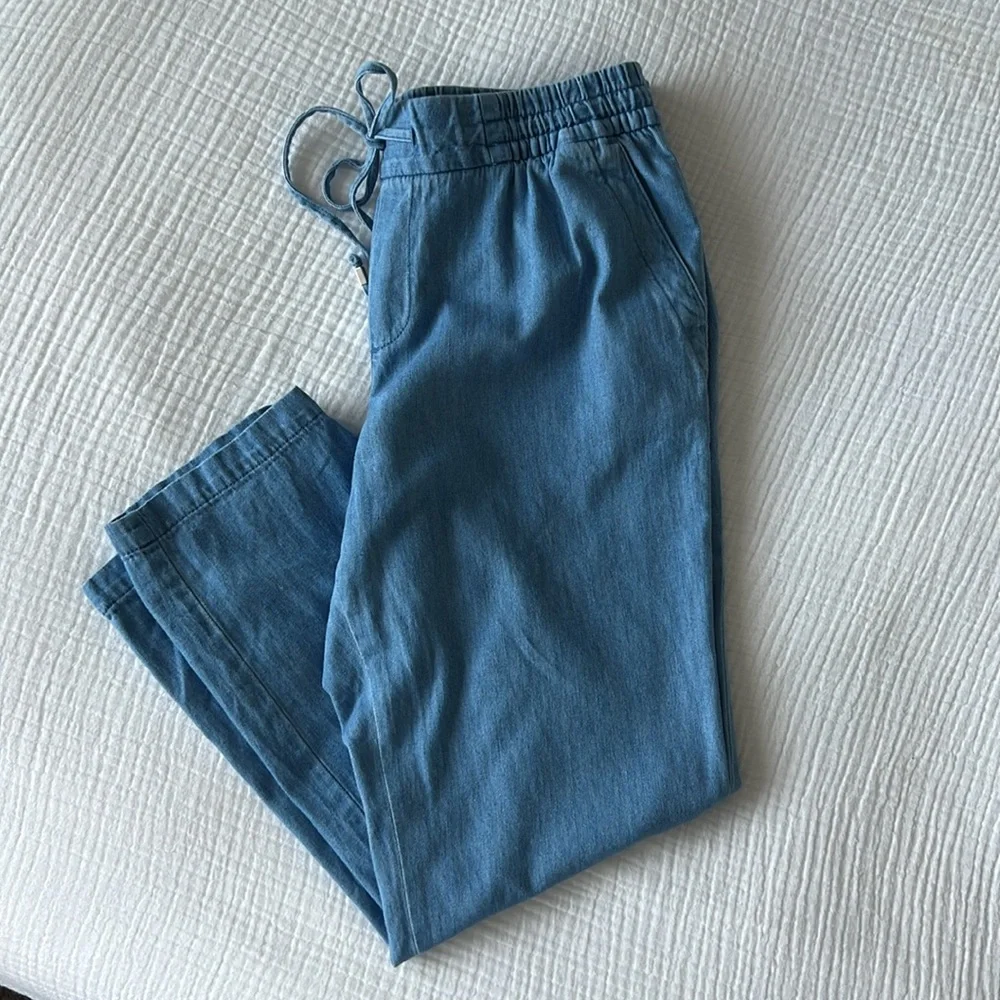 NWOT • Old Navy Chambray Tie-Waist Crop • Women’s Small - Picture 3 of 14